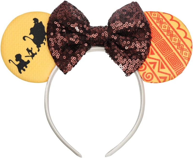 ETLUK Mouse Ears Headband, Animal Mouse Ears with Sequin Bow for Women Girls, Parks Ears for Cosplay Accessories Party (Lion) - Image 1